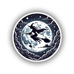 Mystical Witch Moon Flight Circular  Sticker (Peel N' Stick)